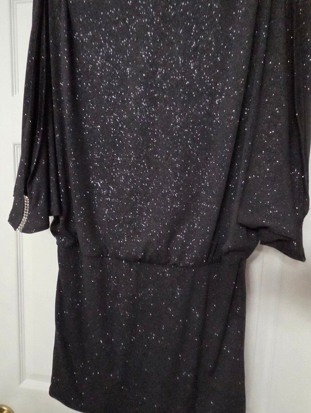 Betsy & Adam Black Sparkle Split-Sleeve Cocktail Dress Size 4 - Picture 8 of 14